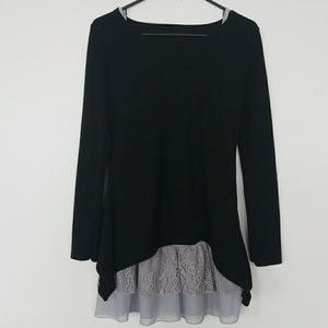 Black Layered Tunic Sweater